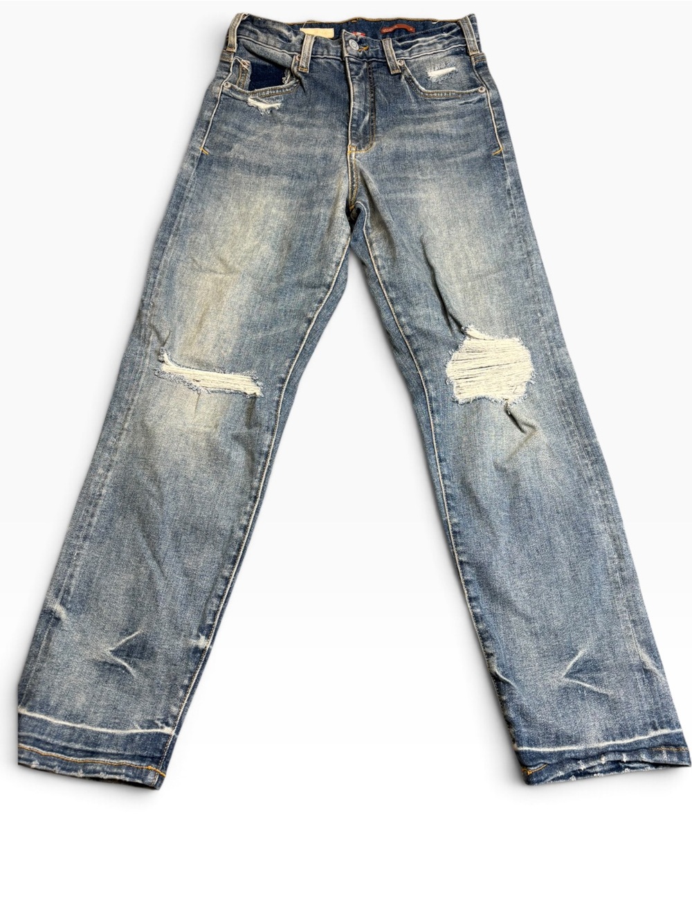Pilcro Anthropologie Vintage Straight Jeans Sz 27 Distressed Raw Hem Denim